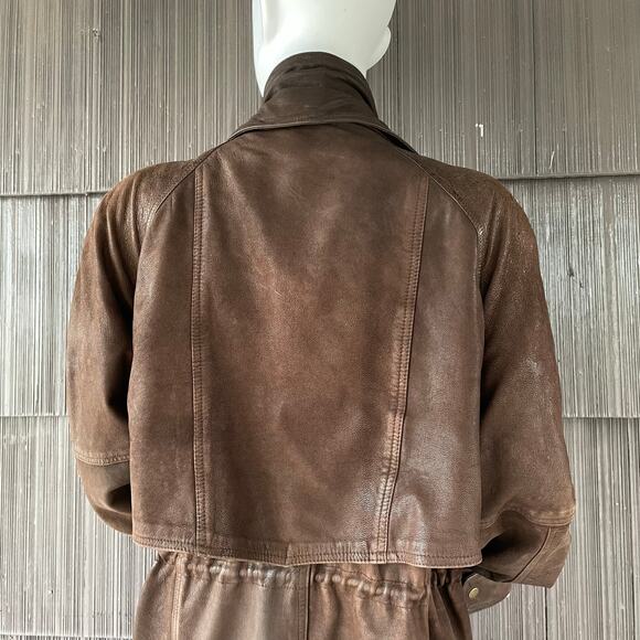 Vintage 80s Wilson’s 100% Leather Cinched Waist Mid Length Classic Jacket Size L - Picture 6 of 15